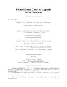 United States Court of Appeals For the First Circuit No[removed]CHERRY HILL VINEYARD, LLC AND PHILIP BROOKS, Plaintiffs, Appellants,