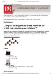 L’impact du Big Data sur les modèles de crédit : révolution ou évolution ? Imprimé par 