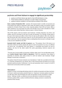 payleven and Poste Italiane to engage in significant partnership     payleven and Poste Italiane sign deal for Chip & PIN distribution in Italy