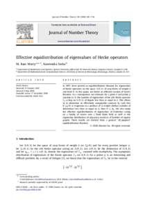 Diophantine approximation / Ergodic theory / Equidistributed sequence / Equidistribution theorem / Hecke operator / Spectral theory / Spectral theory of ordinary differential equations