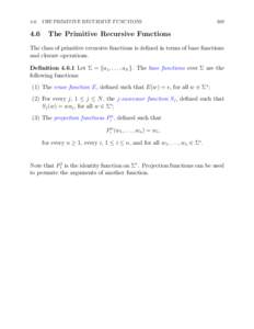 4.6. THE PRIMITIVE RECURSIVE FUNCTIONS[removed]
