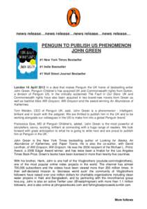 PENGUIN TO PUBLISH US TEEN PHENOMENON