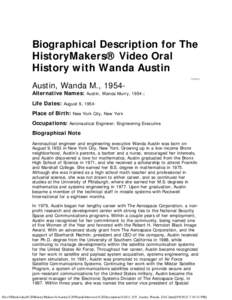 I:�ividual HistoryMakers�ustin, Wanda�erview Description11_035_Austin_Wanda_EAC.html