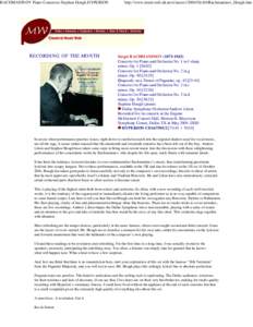 Classical music / Music / Stephen Hough / Sergei Rachmaninoff / Dallas Symphony Orchestra / Andrew Litton / Concerto / Piano Concerto No. 3 / Marc-Andr Hamelin discography