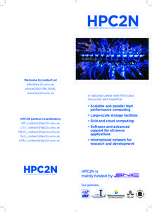 HPC2N HIGH PERFORMANCE COMPUTING CENTER NORTH Welcome to contact us! [removed], phone[removed],