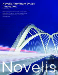 Novelis Aluminum Drives Innovation Working alongside our customers from program development to launch, we create custom alloys and manufacturing processes to meet their evolving needs.