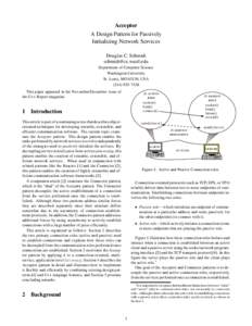 Acceptor A Design Pattern for Passively Initializing Network Services Douglas C. Schmidt  Department of Computer Science