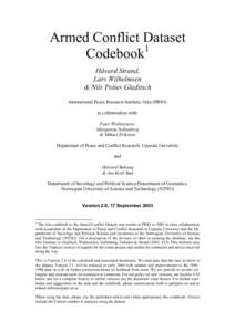 Armed Conflict Dataset 1 Codebook Håvard Strand, Lars Wilhelmsen & Nils Petter Gleditsch