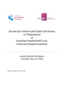 Services for Children with Sickle Cell Disease or Thalassaemia at Lewisham Hospital NHS Trust, University Hospital Lewisham