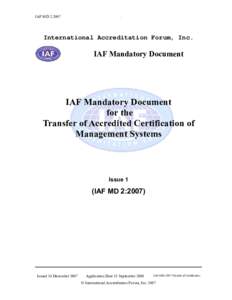 IAF MD 2:International Accreditation Forum, Inc.
