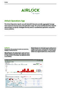 Factsheet  Airlock Operations App The Airlock Operations App for use with Splunk® Enterprise provides aggregated management reports of security issues and application usage. The various dashboards allow network administ