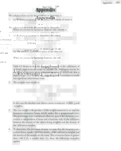 Appendix  Appendix The solutions here are for the problems in Appendix 9. 1.	 (a) Without accounting for buoyancy, the volume of water isg