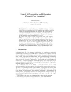 Staged Self-Assembly and Polyomino Context-Free Grammars? Andrew Winslow?? Department of Computer Science, Tufts University, 