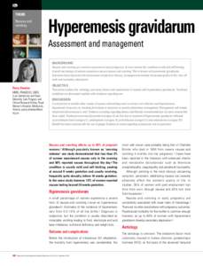 THEME Nausea and vomiting Hyperemesis gravidarum Assessment and management