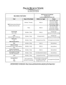Fall & Spring Test Schedule  Boca Raton Test Center Test