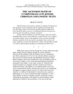 The Ascension Motif of 2 Corinthians 12 in Jewish, Christian and Gnostic Texts