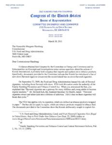 Letter to Commissioner Hamburg, March 28, 2011