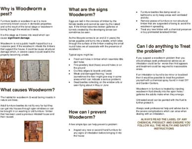 Why is Woodworm a pest? What are the signs Woodworm?