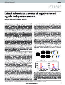 doi:[removed]nature05860  LETTERS Lateral habenula as a source of negative reward signals in dopamine neurons Masayuki Matsumoto1 & Okihide Hikosaka1