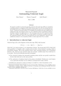 Research Proposal:  Automating Coherent Logic Marc Bezem∗  Thierry Coquand†