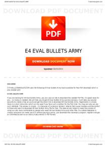 BOOKS ABOUT E4 EVAL BULLETS ARMY  Cityhalllosangeles.com E4 EVAL BULLETS ARMY