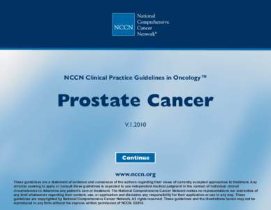 NCCN Clinical Practice Guidelines in Oncology™  Prostate Cancer V[removed]Continue