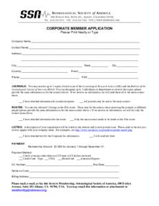 CORPORATE MEMBER APPLICATION Please Print Neatly or Type Company Name:___________________________________________________________________________ Contact Name:_____________________________________________________________