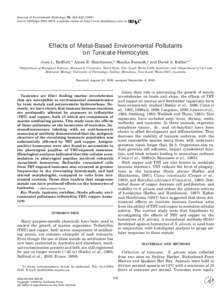 Journal of Invertebrate Pathology 76, 242–doi:jipa, available online at http://www.idealibrary.com on Effects of Metal-Based Environmental Pollutants on Tunicate Hemocytes Jane L. Radford,*