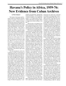 COLD WAR I NTERNATIONAL HISTORY PROJECT BULLETIN 5  Havana’s Policy in Africa, [removed]: