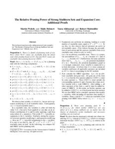 The Relative Pruning Power of Strong Stubborn Sets and Expansion Core: Additional Proofs Martin Wehrle and Malte Helmert ¨ Yusra Alkhazraji and Robert Mattmuller