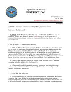 DoD Instruction, July 28, 2009; Incorporating Change 2, Effective March 31, 2015