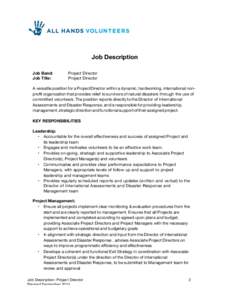    Job Description Job Band: Job Title: