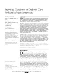 Improved Outcomes in Diabetes Care for Rural African Americans Paul Bray, MA , LMFT1 Doyle M. Cummings, PharmD, FCP, FCCP2,3
