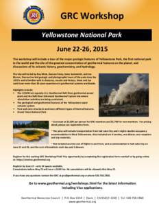       GRC Workshop      Yellowstone National Park