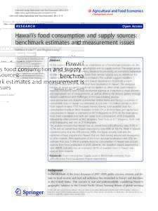 Hawai�i�s food consumption and supply sources: benchmark estimates and measurement issues