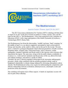 European Geosciences Union – General Assembly  Geosciences information for teachers (GIFT) workshopThe Mediterranean