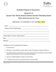 Tufts UNIVERSITY School of Arts and Sciences  Graduate Program in Economics