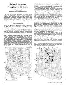 Seismic-Hazard Mapping in Arizona Doug Bausch Arizona Earthquake Infonnation Center In 1985, the Arizona Earthquake Information Center (AEIC) was established at Northern Arizona University in