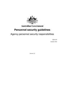 Personnel security guidelines - Agency personnel security responsibilities