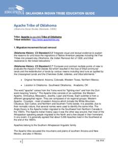 OKLAHOMA INDIAN TRIBE EDUCATION GUIDE  Apache Tribe of Oklahoma (Oklahoma Social Studies Standards, OSDE)  Tribe: Apache (ə-pa-chē) Tribe of Oklahoma
