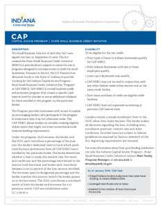 Indiana Economic Development Corporation  CAP CApital access program | state small business credit initiative DESCRIPTION