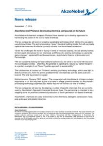 Akzo Nobel N.V. Corporate Communications News release September 17, 2014