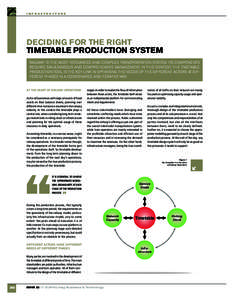 MAG22-08-INFRA_Mise en page[removed]:39 Page202  INFRASTRUCTURE DECIDING FOR THE RIGHT TIMETABLE PRODUCTION SYSTEM