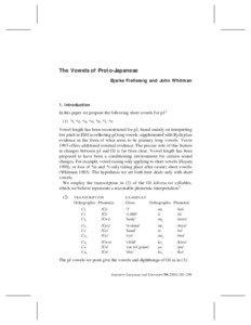 The Vowels of Proto-Japanese Bjarke Frellesvig and John Whitman