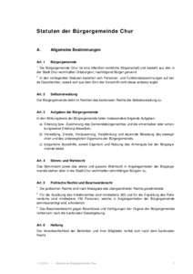 Statuten der Bürgergemeinde Chur  A. Allgemeine Bestimmungen