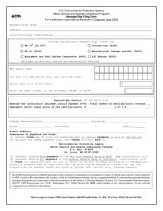 Motor Vehicle and Engine Compliance Program, Nonroad Fee Filing Form for Certification Applications Received in Calendar Year[removed]November 2014)