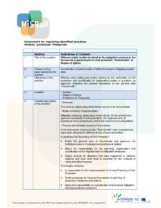 Framework for reporting identified practices Partner: prefectuur Thesprotia 1  2
