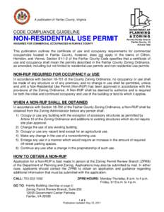 Code Compliance Guideline: Non-Residential Use Permit  Fairfax County, VA A publication of Fairfax County, Virginia A publication of Fairfax County, Virginia