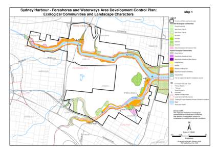 Sydney Harbour - Foreshores and Waterways Area Development Control Plan: Ecological Communities and Landscape Characters Map 1 Legend