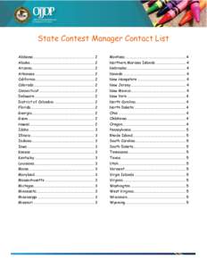 State Contest Manager Contact List Alabama ................................................................. 2 Montana ................................................................. 4  Alaska .........................